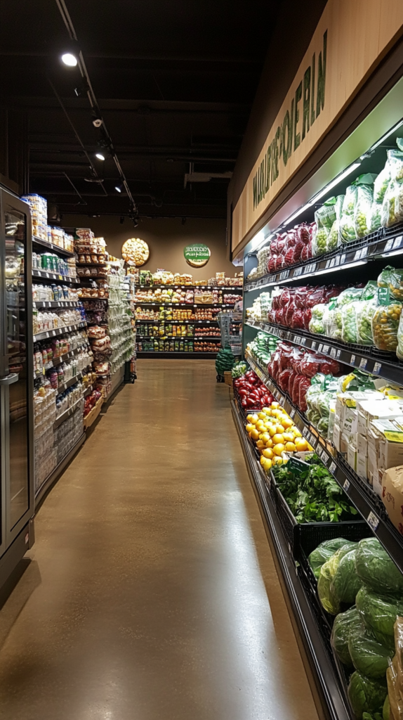 Outside perimeter of grocery store